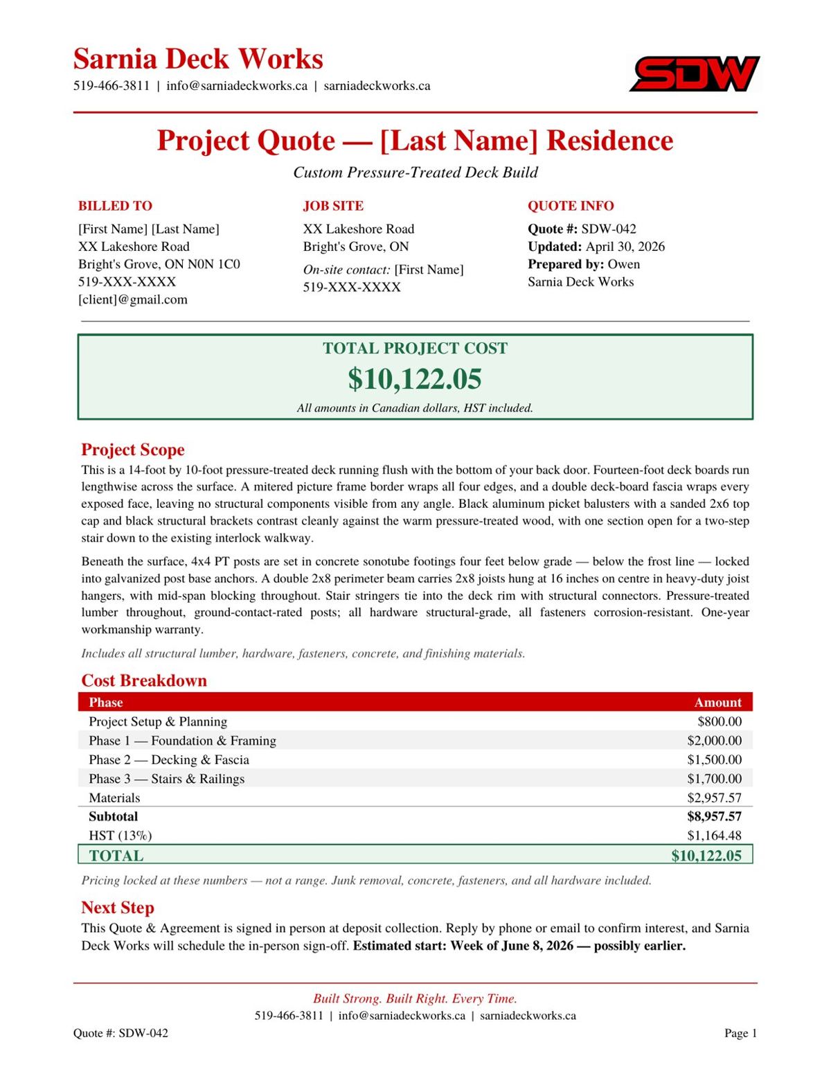 Transparent Quoting & Contracting